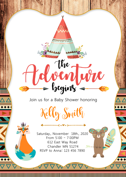 tribal baby shower party invitation template  postermywall