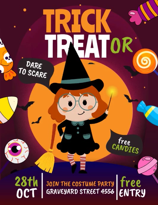 trick or treat, Halloween Ulotka (US Letter) template