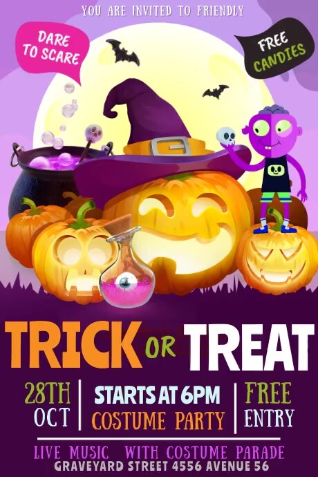 trick or treat, Halloween Plakat template
