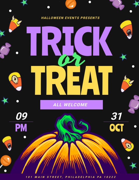 trick or treat Folheto (US Letter) template