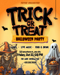 橙色 Halloween Party Instagram Portrait Template