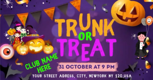 Purple Trunk or Treat Halloween Video Facebook Shared Image template
