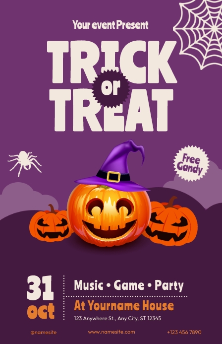 Trick or Treat Party Tabloid Template | PosterMyWall