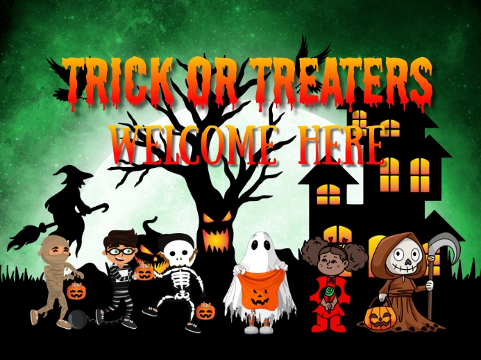 Plantilla de Trick or treaters Yard sign PosterMyWall