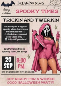 Trickin and Twerkin Halloween Party invitation A6 template