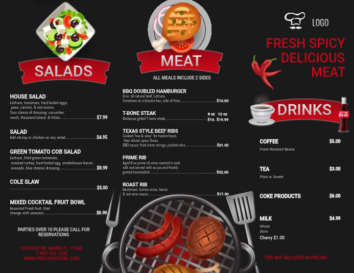 Trifold Menu Flyer (US Letter) template