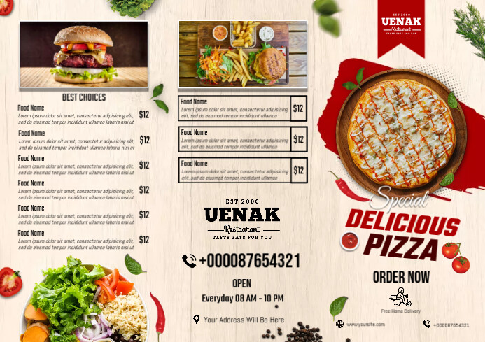Pizza Menu Booklet.pdf Trifold Pizza Menu Brochure Template | PosterMyWall