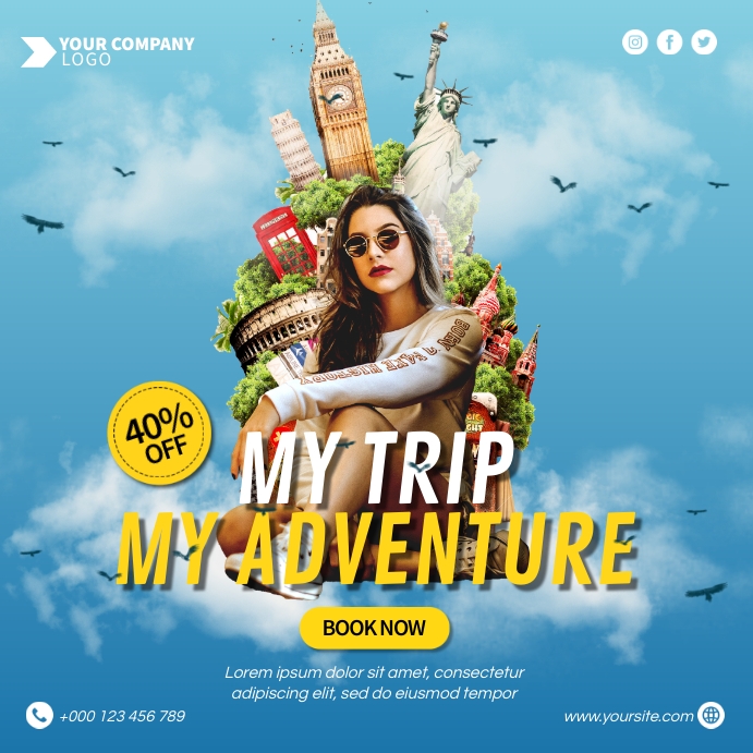 Trip Adventure Flyer Instagram Post template