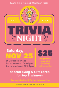 Trivia night, trivia, event Pinterest Graphic template