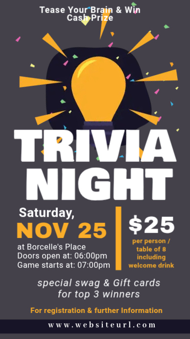 trivia night, trivia contest,event Template | PosterMyWall