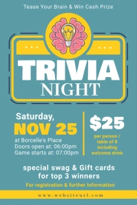 trivia night, trivia contest,event Pinterest Graphic template