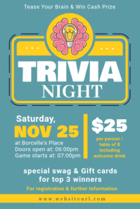trivia night, trivia contest,event Pinterest Graphic template