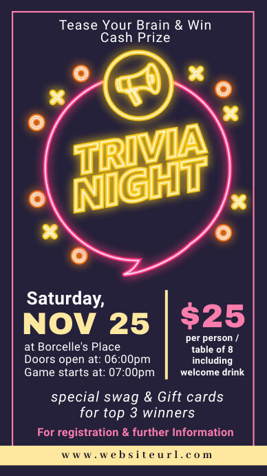 Trivia night, trivia ,event Instagram-verhaal template