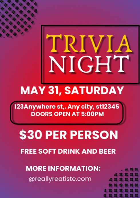 Trivia Night  A4 template