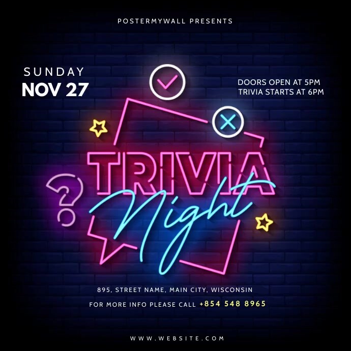 Trivia Signage Trivia Night Advertisement Template | PosterMyWall