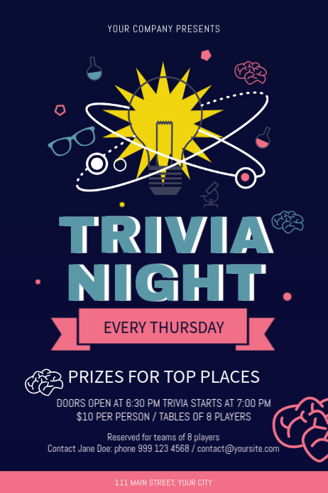 Blue Trivia Night Contest Poster Template | PosterMyWall
