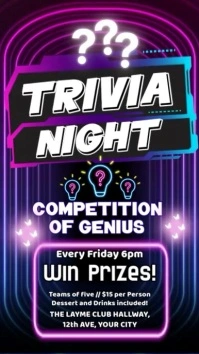 Trivia Night Celebration Digital Display (9:16) template
