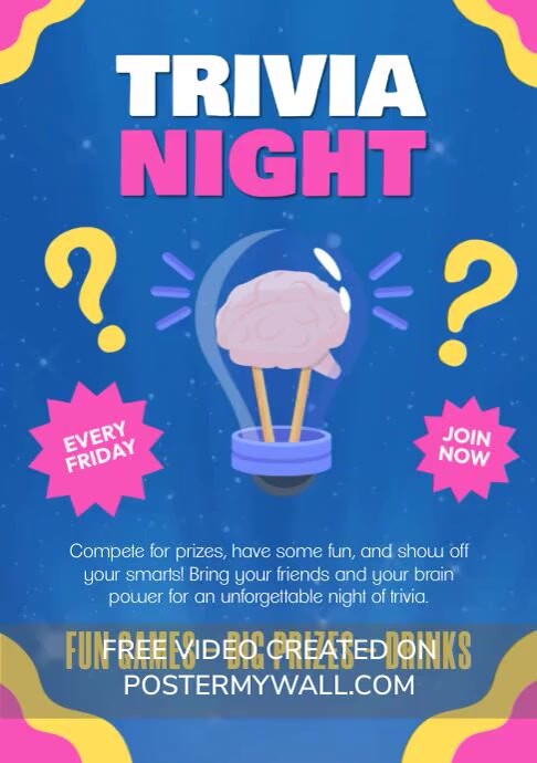 Trivia Contast Copy of Trivia Night Contest | PosterMyWall