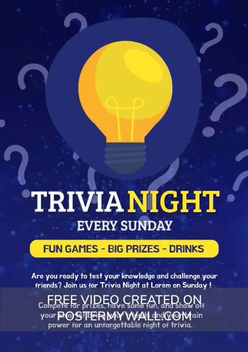 Trivia Night Contest Poster Template | PosterMyWall