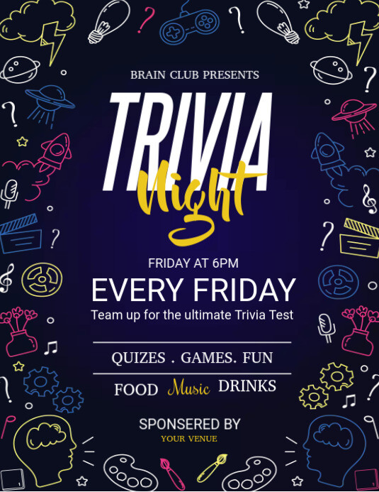 Trivia Question Flyer trivia night Template | PosterMyWall
