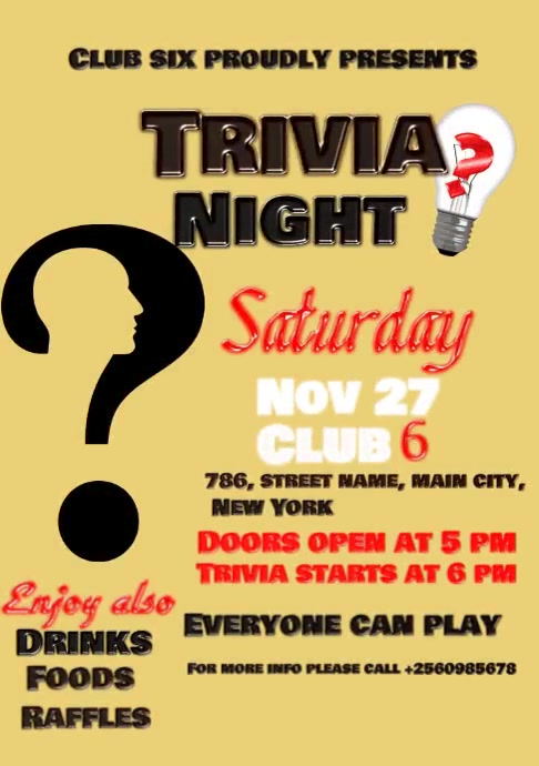 Trivia Night Template PosterMyWall