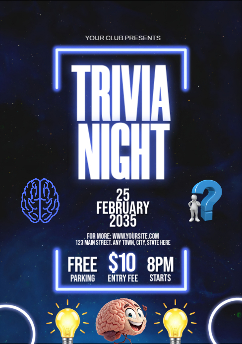 Trivia Night Event A5 Template | PosterMyWall