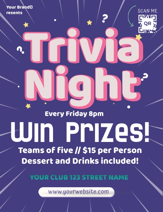 A sleek trivia night flyer design template