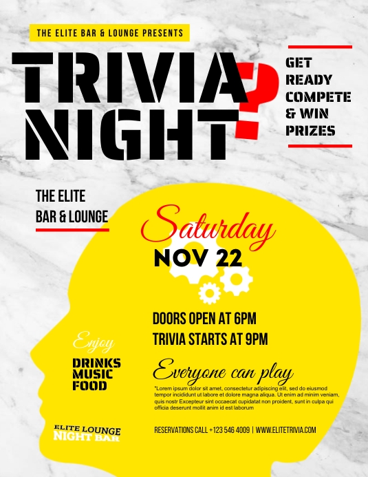 Trivia night flyer template 传单(美国信函)