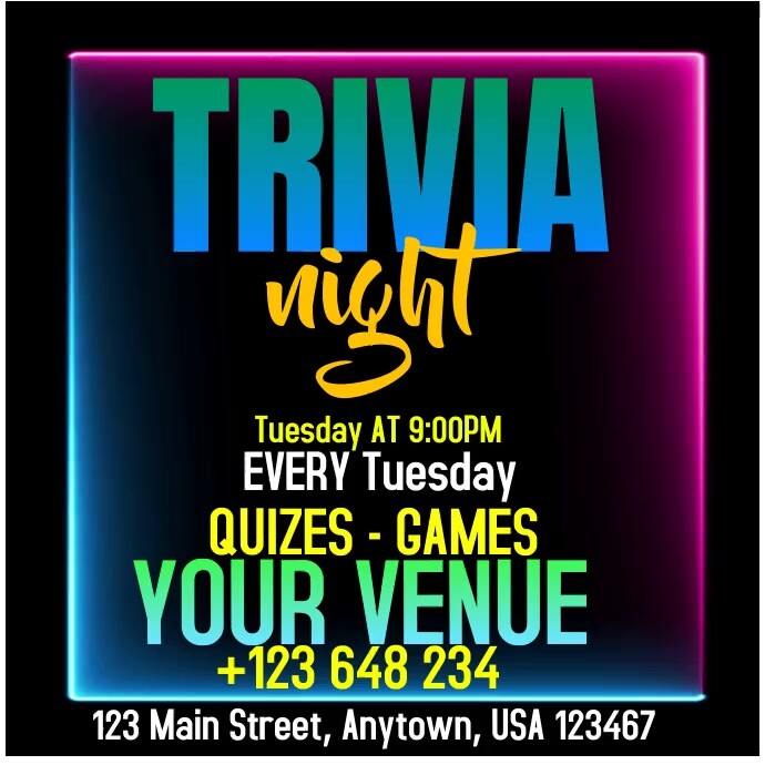 Plantilla de Trivia Night Instagram Post | PosterMyWall