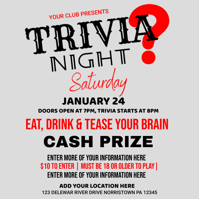 Trivia night Instagram Post. Template | PosterMyWall