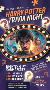 Trivia Night Movie Themed Display Template Pantalla Digital (9:16)