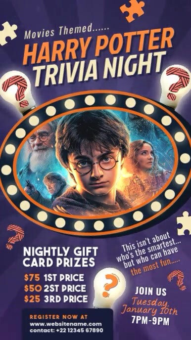 Trivia Night Movie Themed Display Template | PosterMyWall