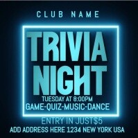 黑色 Trivia night party new professional post 2025 Square Template