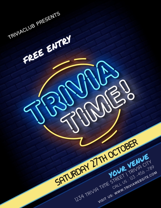 Trivia Night Poster Template | PosterMyWall