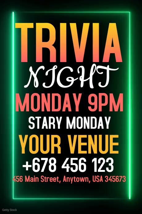 Trivia Night Poster Template | PosterMyWall