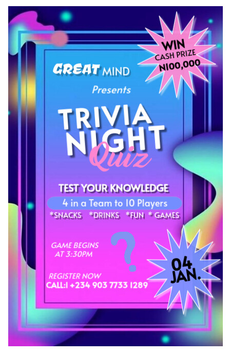 Copy of TRIVIA NIGHT POSTER | PosterMyWall