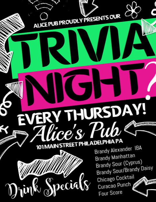 Trivia night Flyer (format US Letter) template