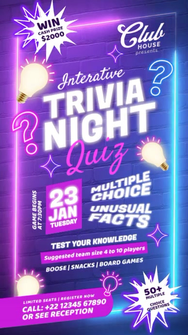 Trivia Night Event Template | PosterMyWall