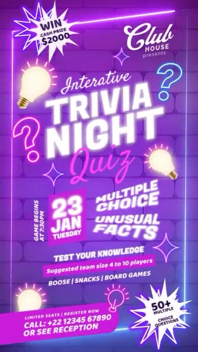 Trivia Reminder Copy of Trivia Night Quiz Display Template | PosterMyWall