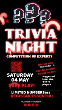 Trivia Night Red Design Digitale display (9:16) template
