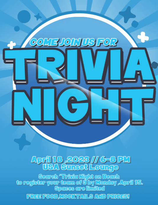 Trivia Night Sky Blue Design Template | PosterMyWall