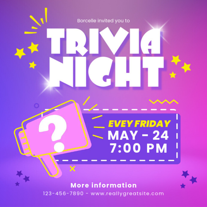 trivia night template Publicação no Instagram