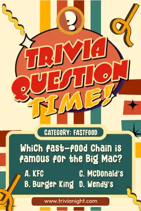 Trivia Reminder Trivia question time Template | PosterMyWall