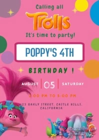 Trolls Birthday A6 template