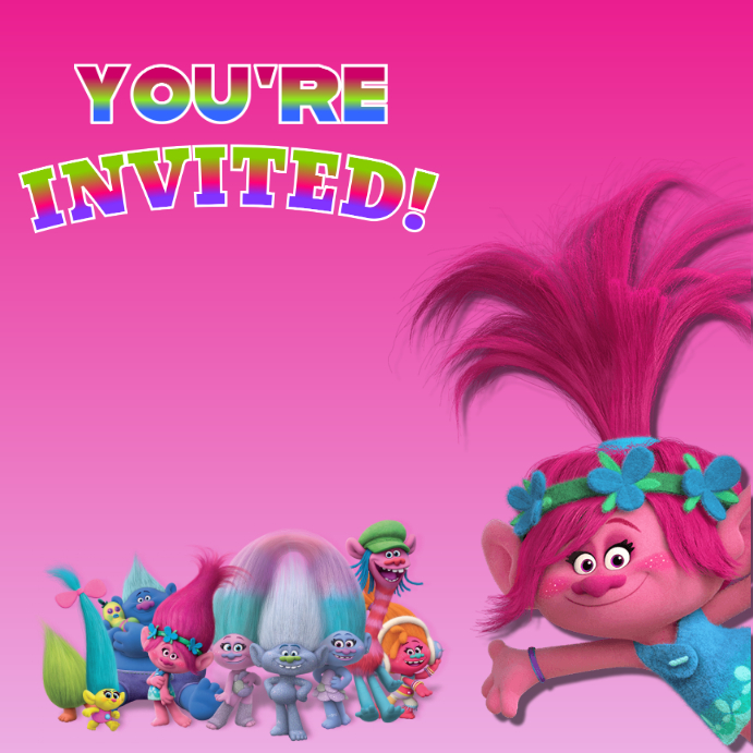 TROLLS INVITATION โพสต์บน Instagram template