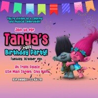 Trolls-Themed Birthday Invitation Template | PosterMyWall