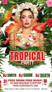 tropic fun party Facebook Story template