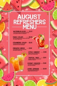 Tropical August Drink Specials Poster template