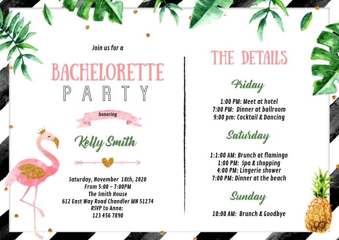 Tropical Bachelorette itinerary invitation Template PosterMyWall Tropical Bachelorette itinerary invitation Template PosterMyWall
