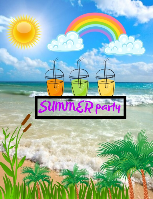 tropical background ,summer background Flyer (US Letter) template